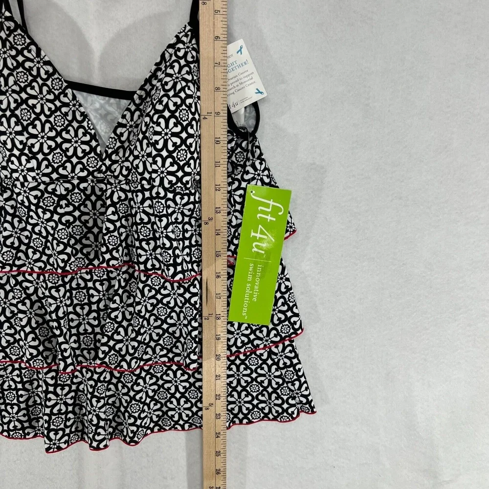 NEW Fit 4 Ur Tummy Tankini Swim Top Peplum Tier Black Built in Bra Womens Sz 12 - Picture 6 of 10